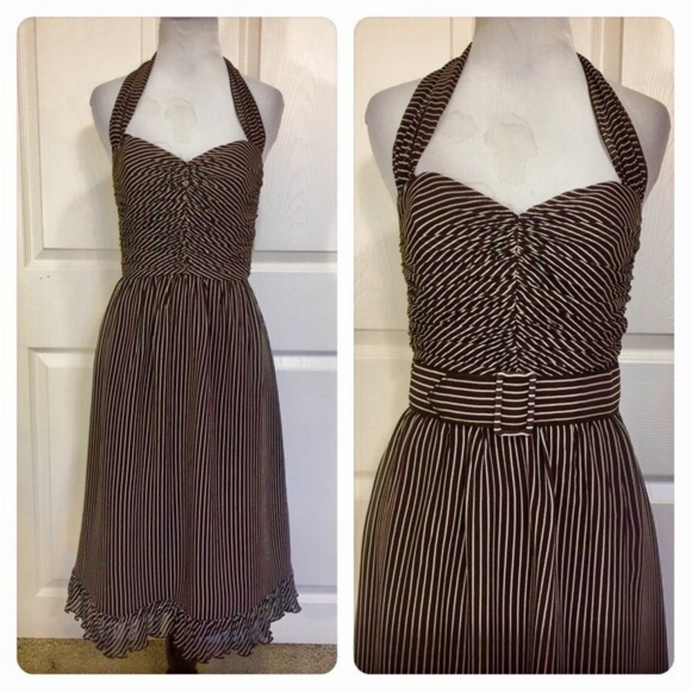 NEW WITH TAGS Max and Cleo Espresso Halter Dress - Picture 1 of 8
